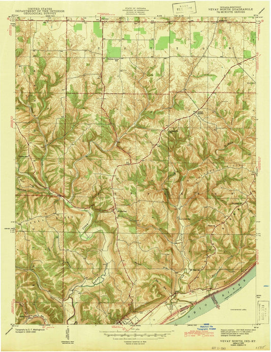 1943 Vevay North, in - Indiana - USGS Topographic Map