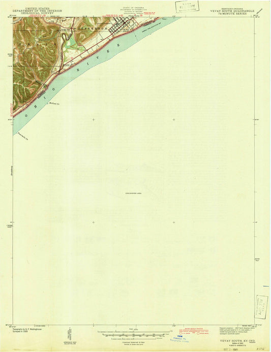 1943 Vevay South, in - Indiana - USGS Topographic Map