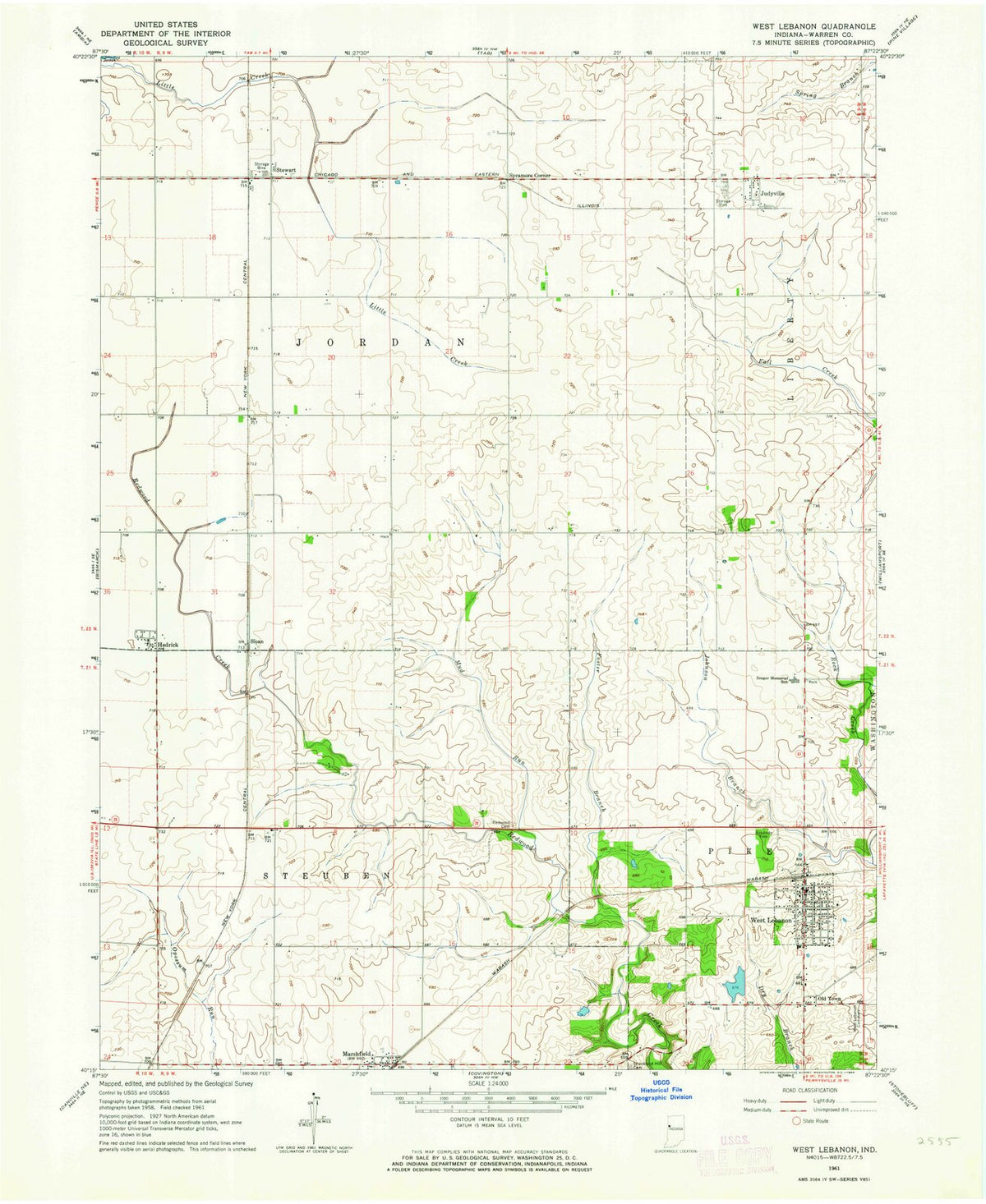 1961 West Lebanon, in - Indiana - USGS Topographic Map