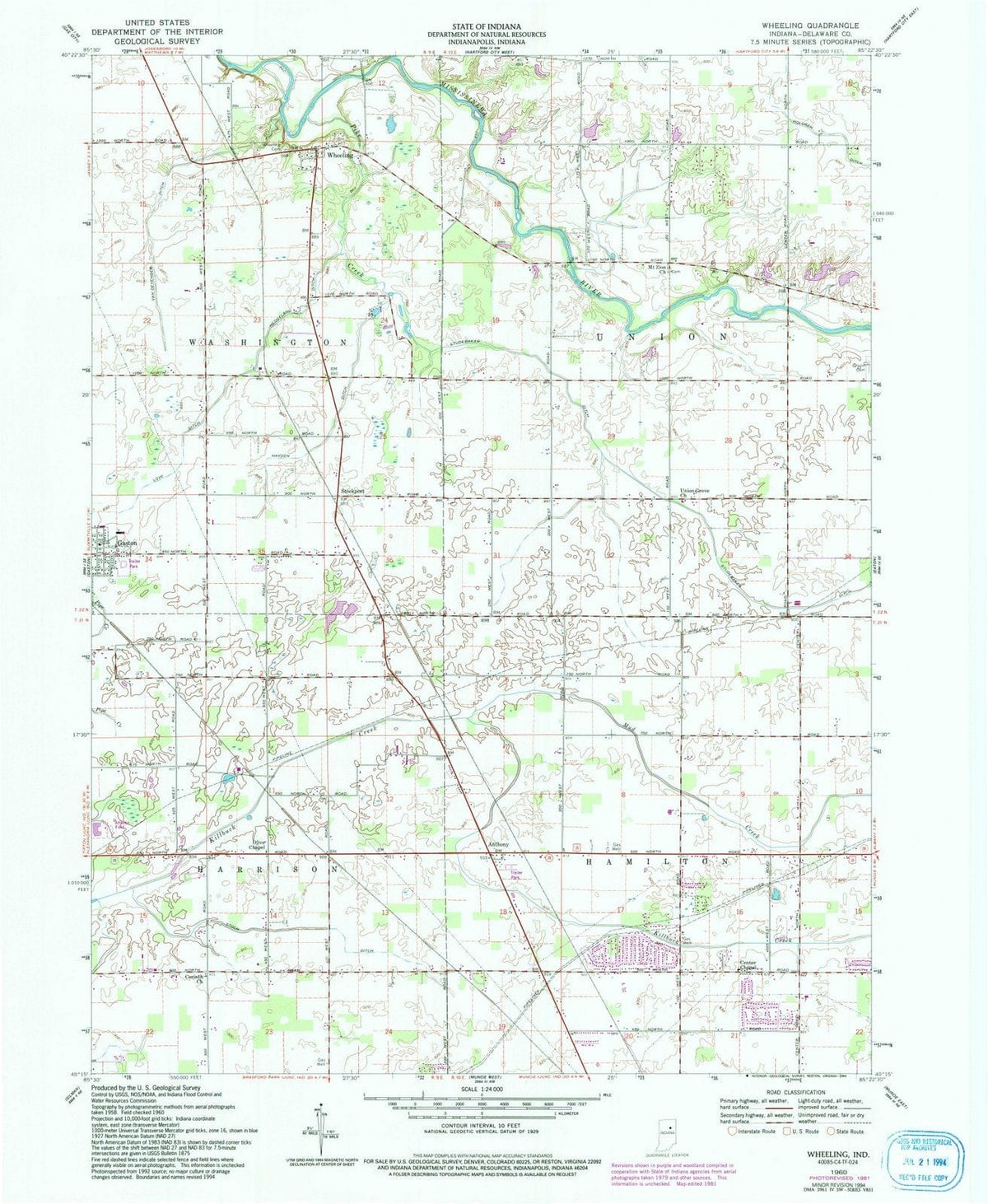 1960 Wheeling, in - Indiana - USGS Topographic Map
