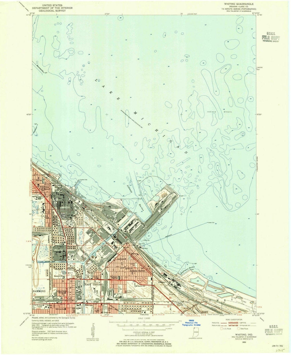 1953 Whiting, in - Indiana - USGS Topographic Map