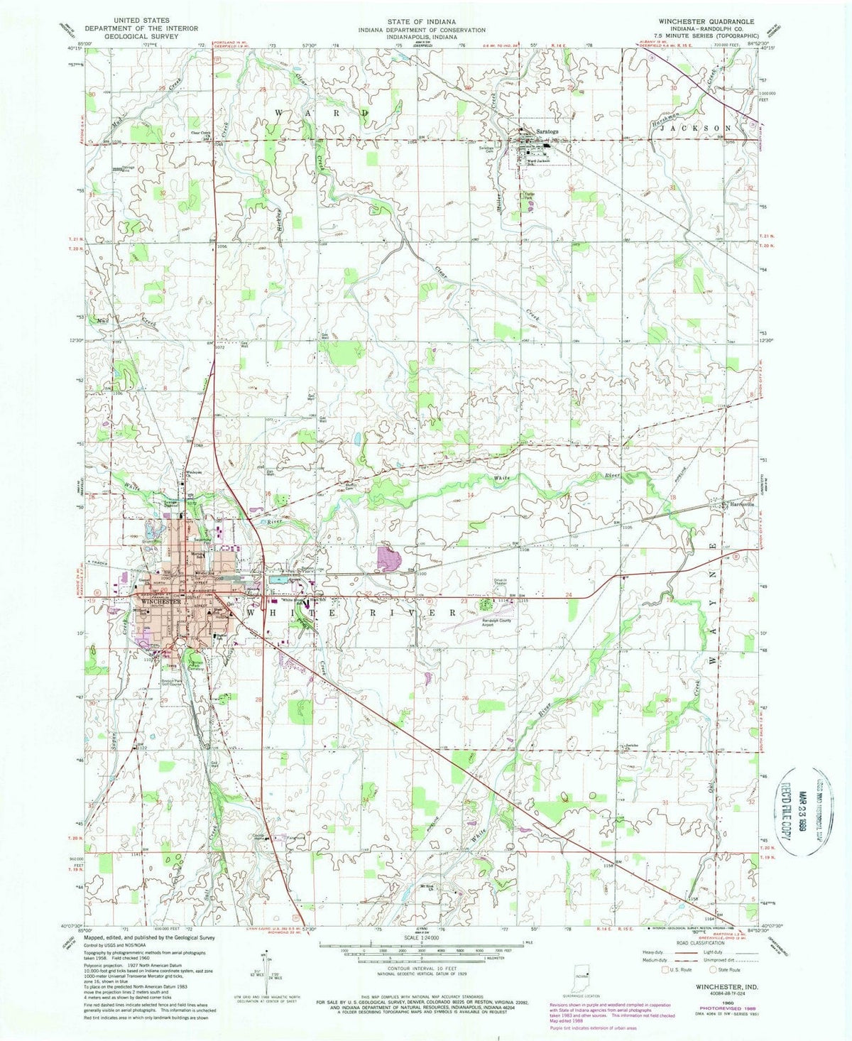 1960 Winchester, in - Indiana - USGS Topographic Map