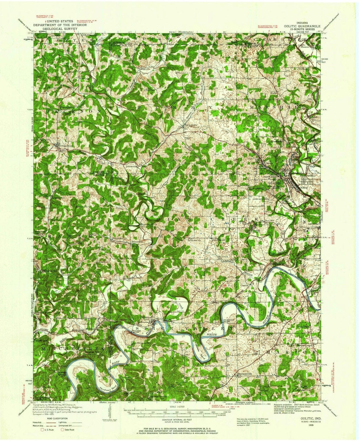 1935 Oolitic, in - Indiana - USGS Topographic Map