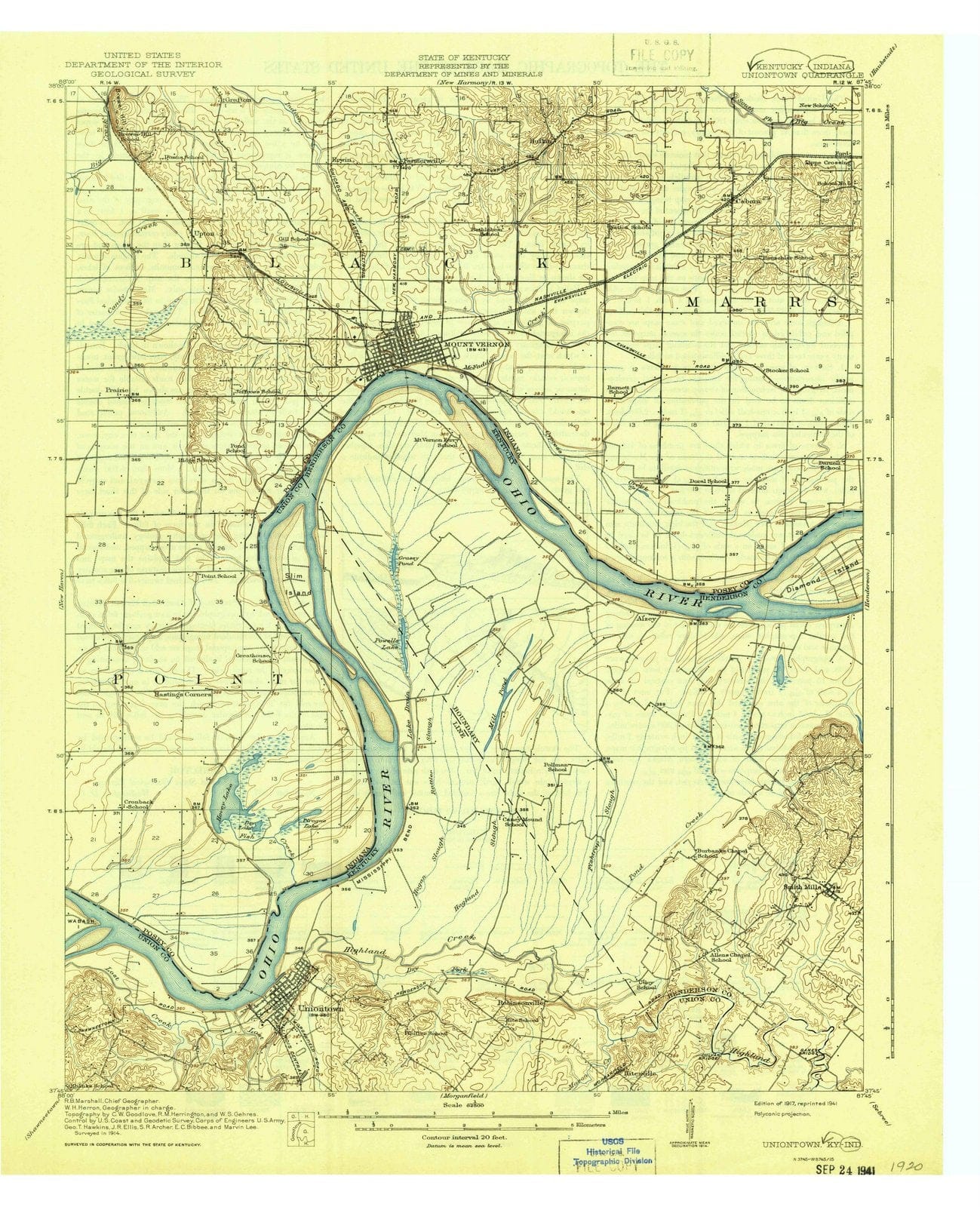 1917 Uniontown, KY - Kentucky - USGS Topographic Map