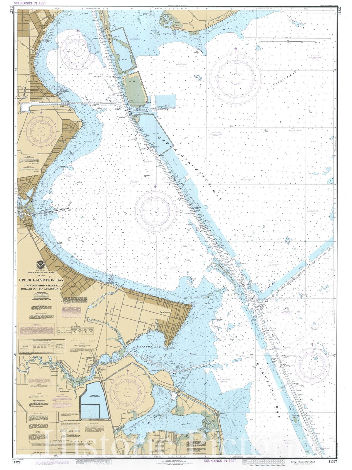Historic Nautical Map - Upper Galveston Bay, 1990 NOAA Chart - Texas (TX) - Vintage Wall Art