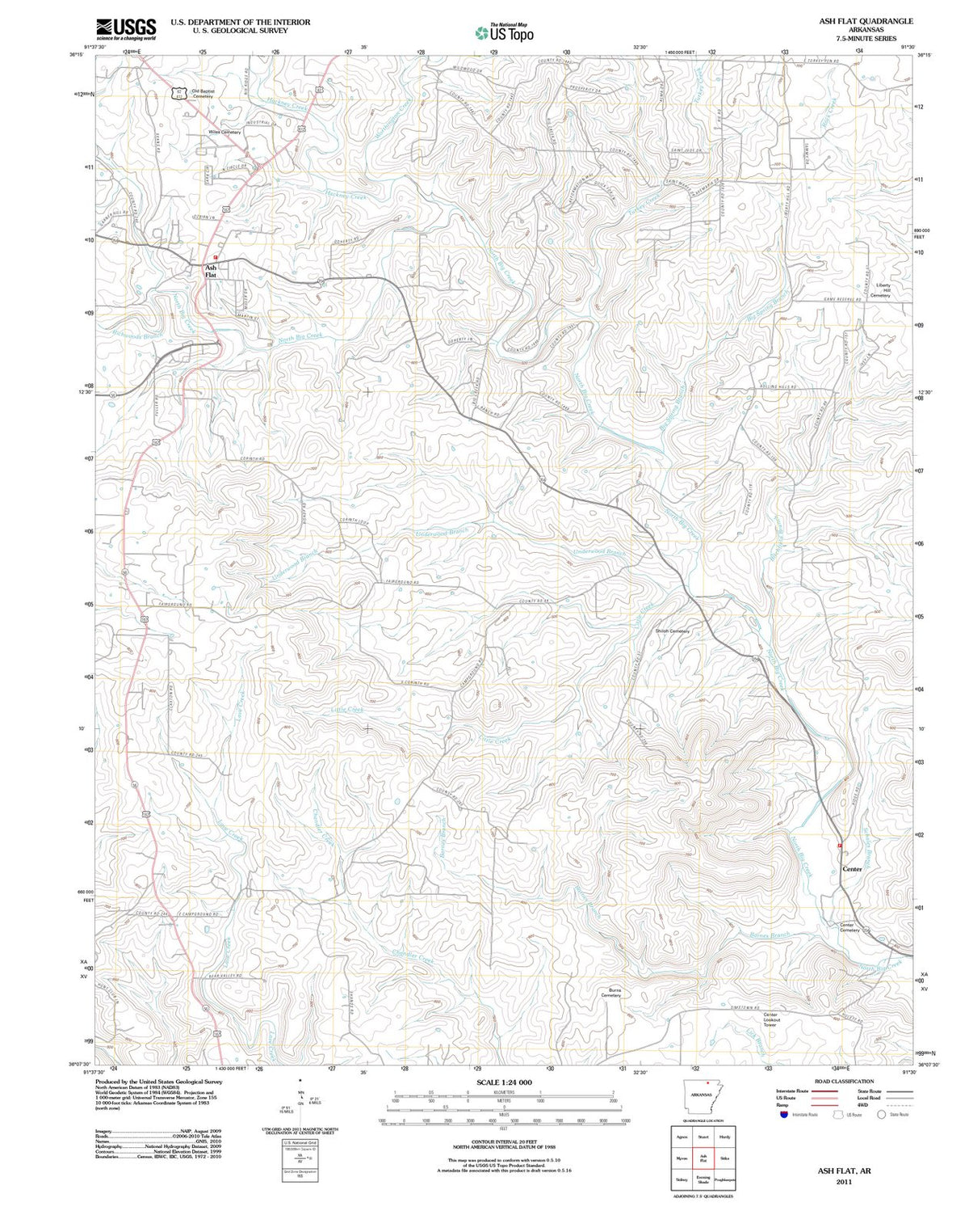2011 Ash Flat, AR - Arkansas - USGS Topographic Map