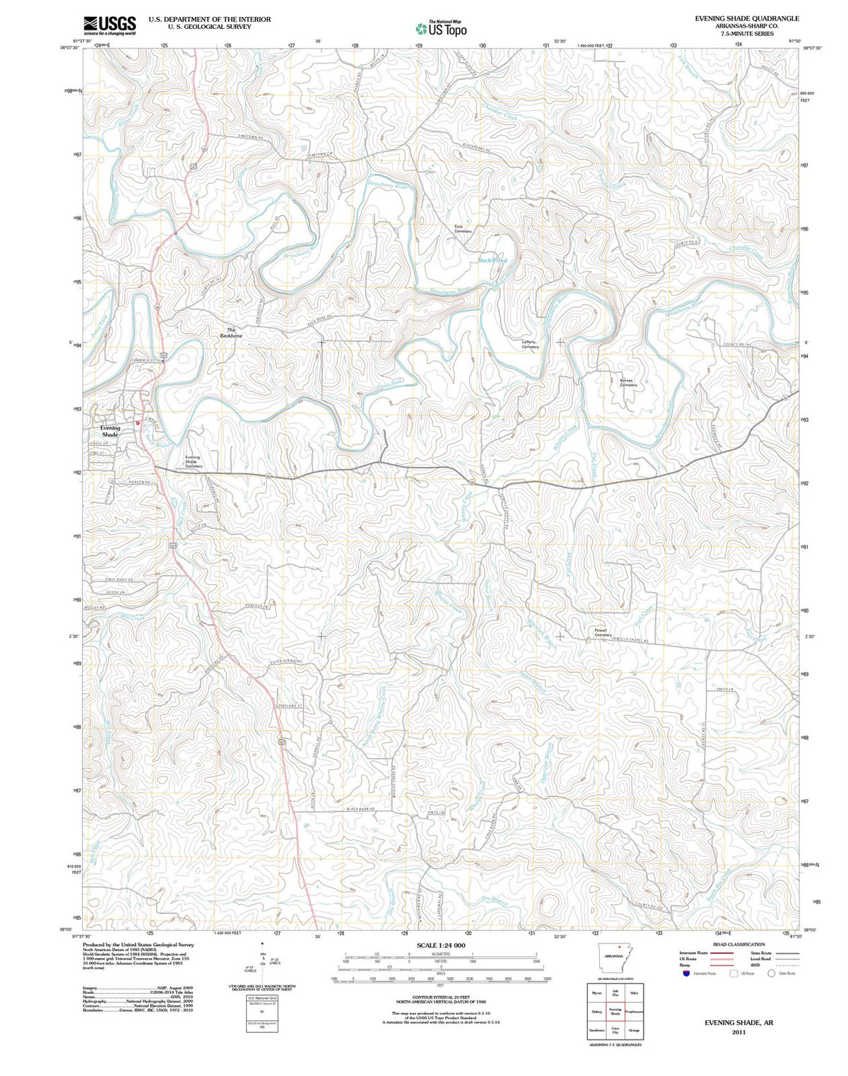2011 Evening Shade, AR - Arkansas - USGS Topographic Map