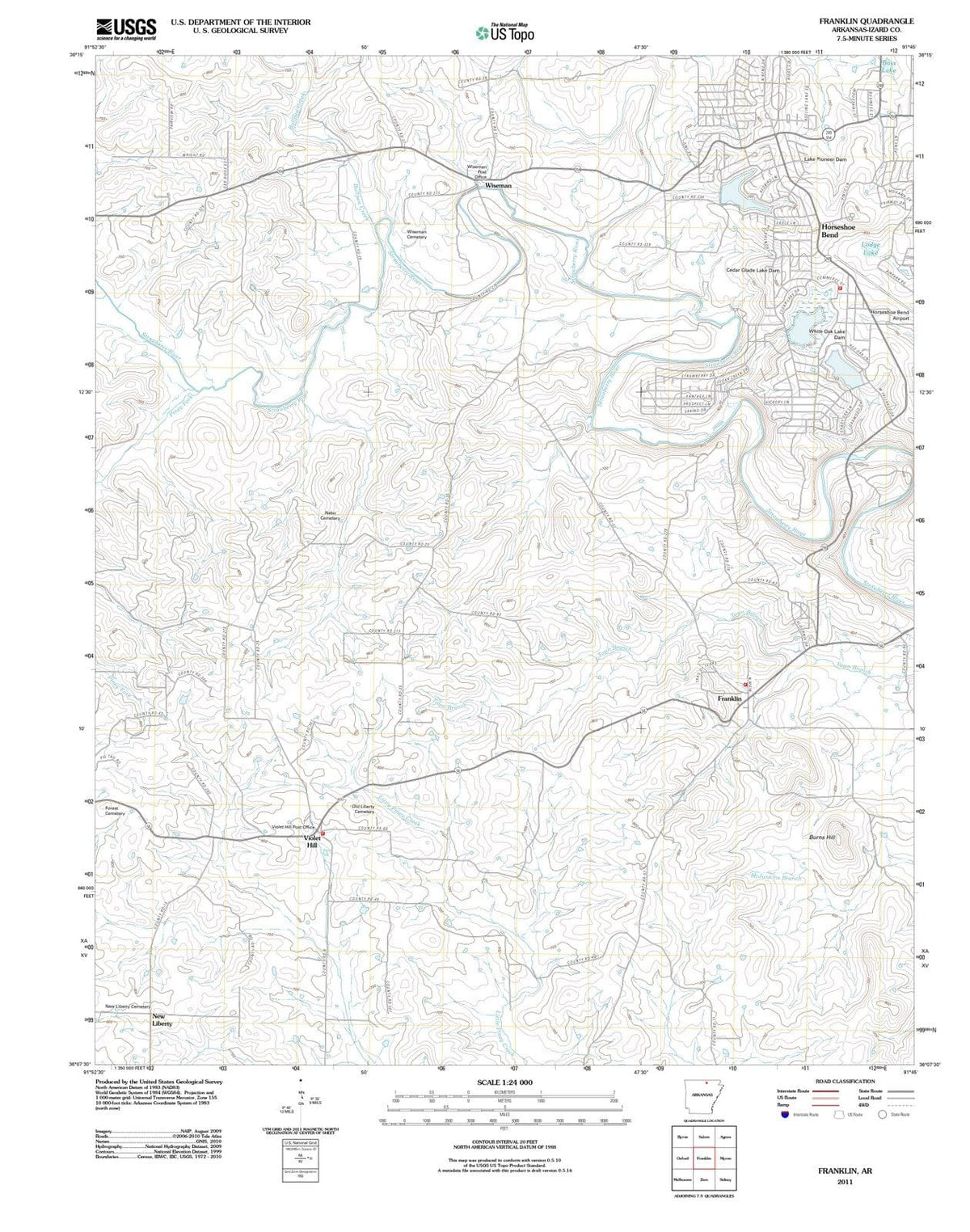 2011 Franklin, AR - Arkansas - USGS Topographic Map