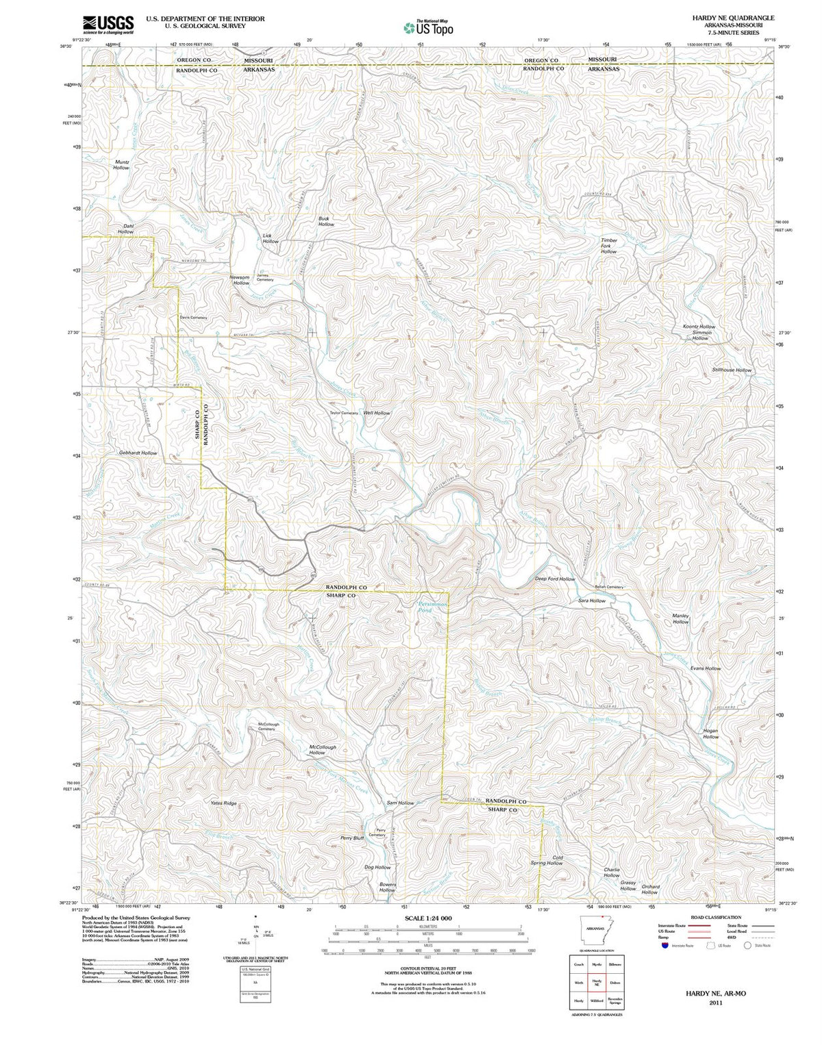 2011 Hardy, AR - Arkansas - USGS Topographic Map