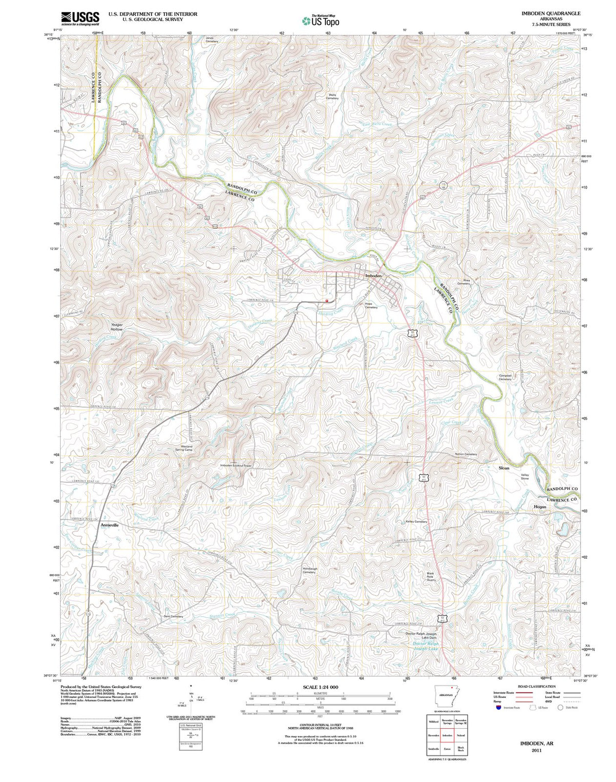 2011 Imboden, AR - Arkansas - USGS Topographic Map