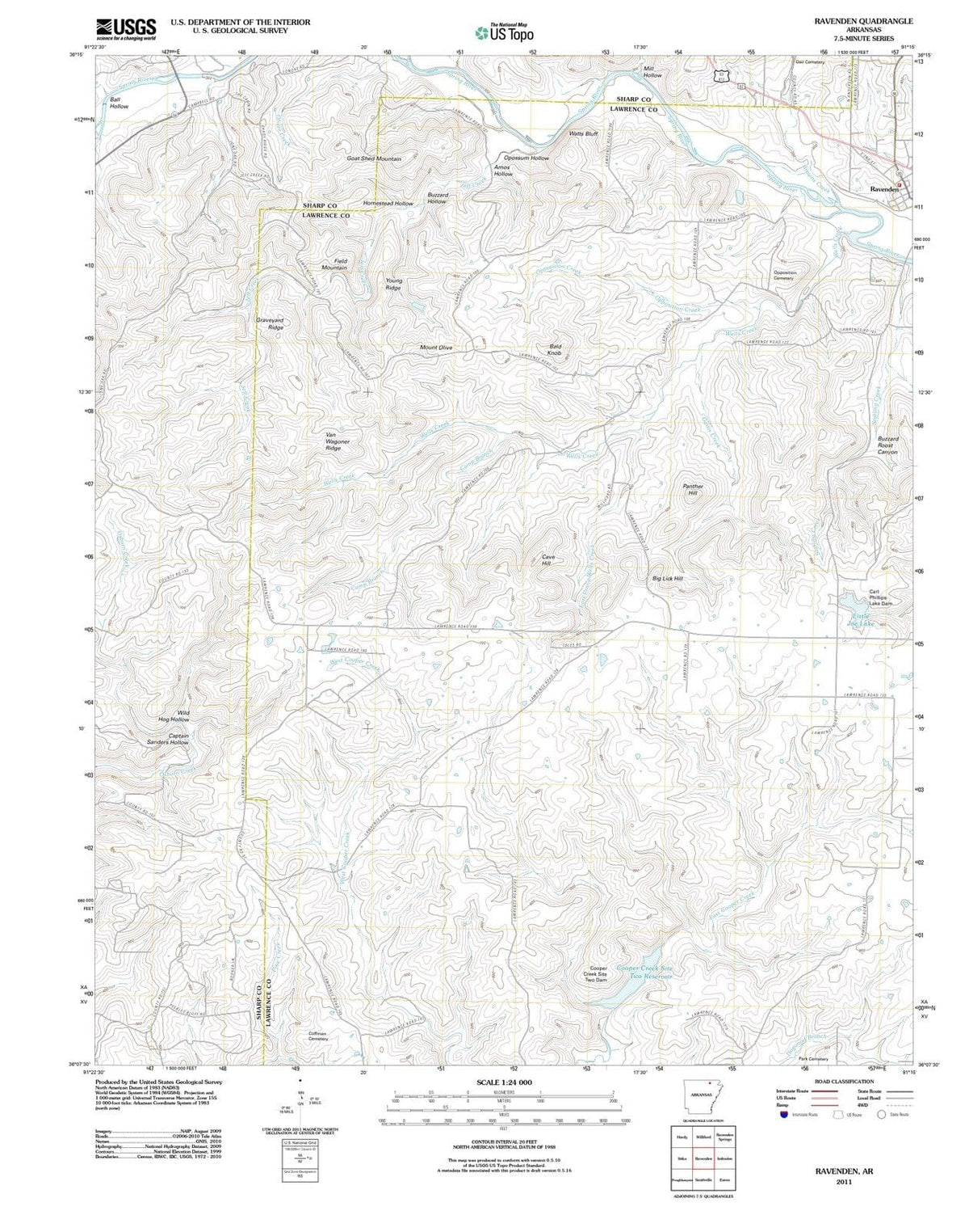 2011 Ravenden, AR - Arkansas - USGS Topographic Map
