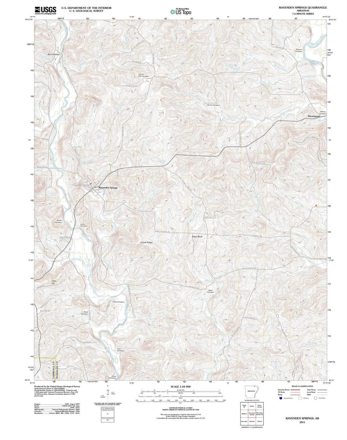 2011 Ravenden Springs, AR - Arkansas - USGS Topographic Map