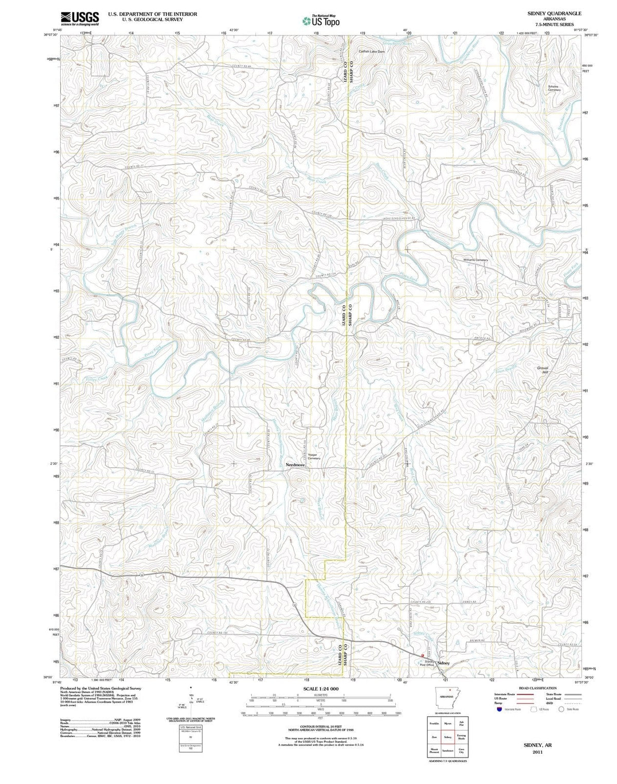 2011 Sidney, AR - Arkansas - USGS Topographic Map