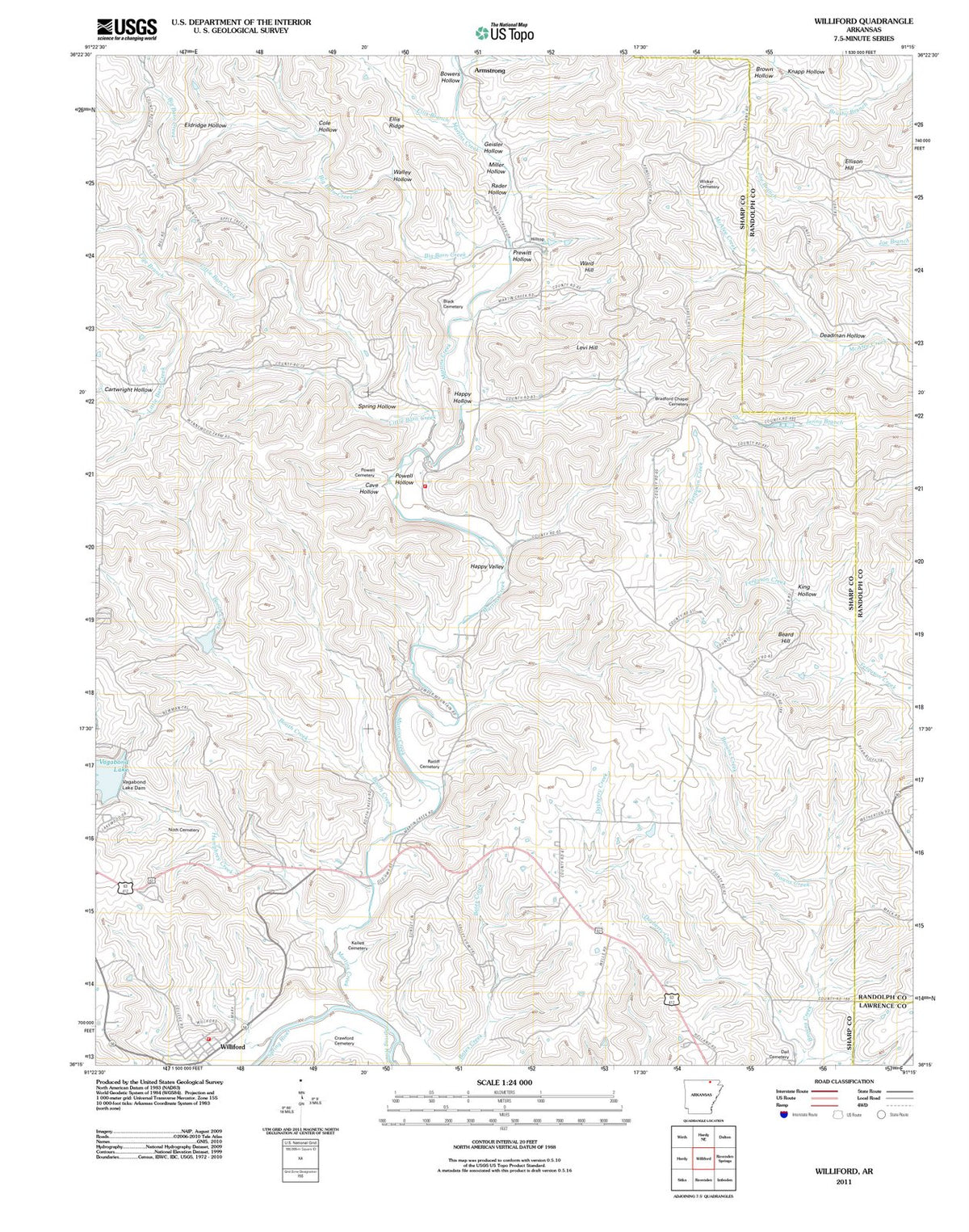 2011 Williford, AR - Arkansas - USGS Topographic Map