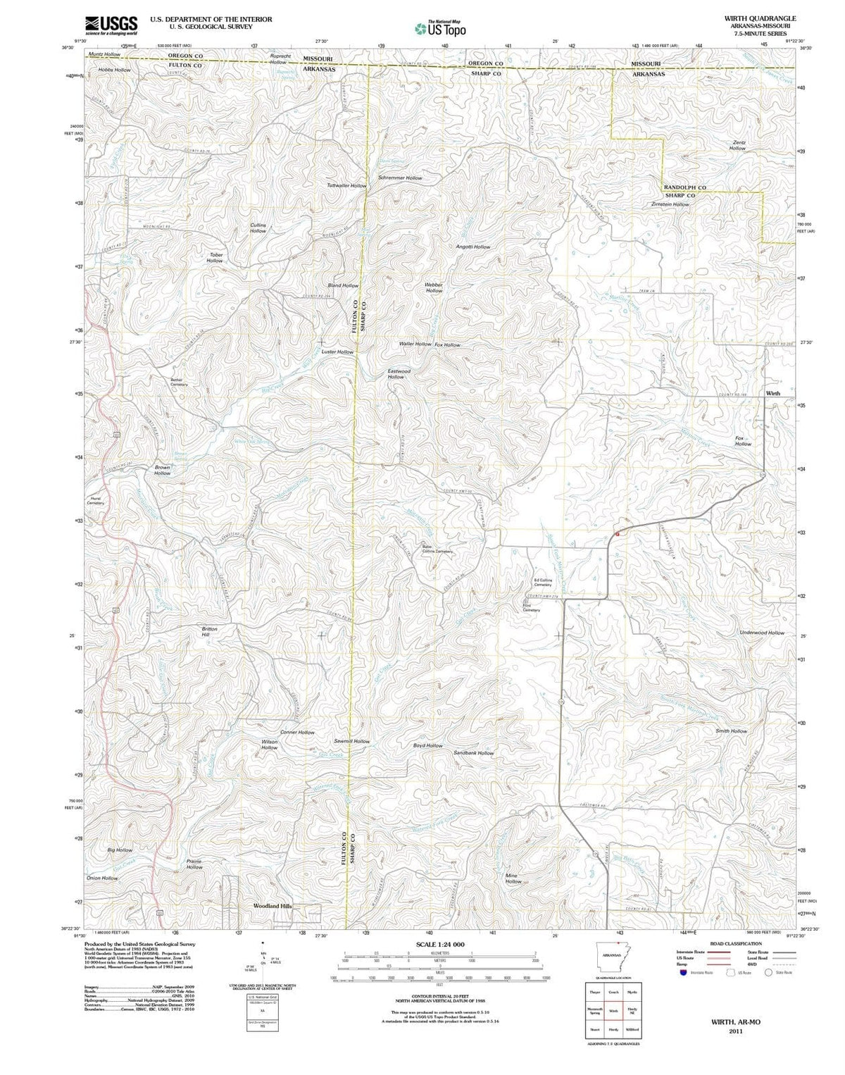 2011 Wirth, AR - Arkansas - USGS Topographic Map