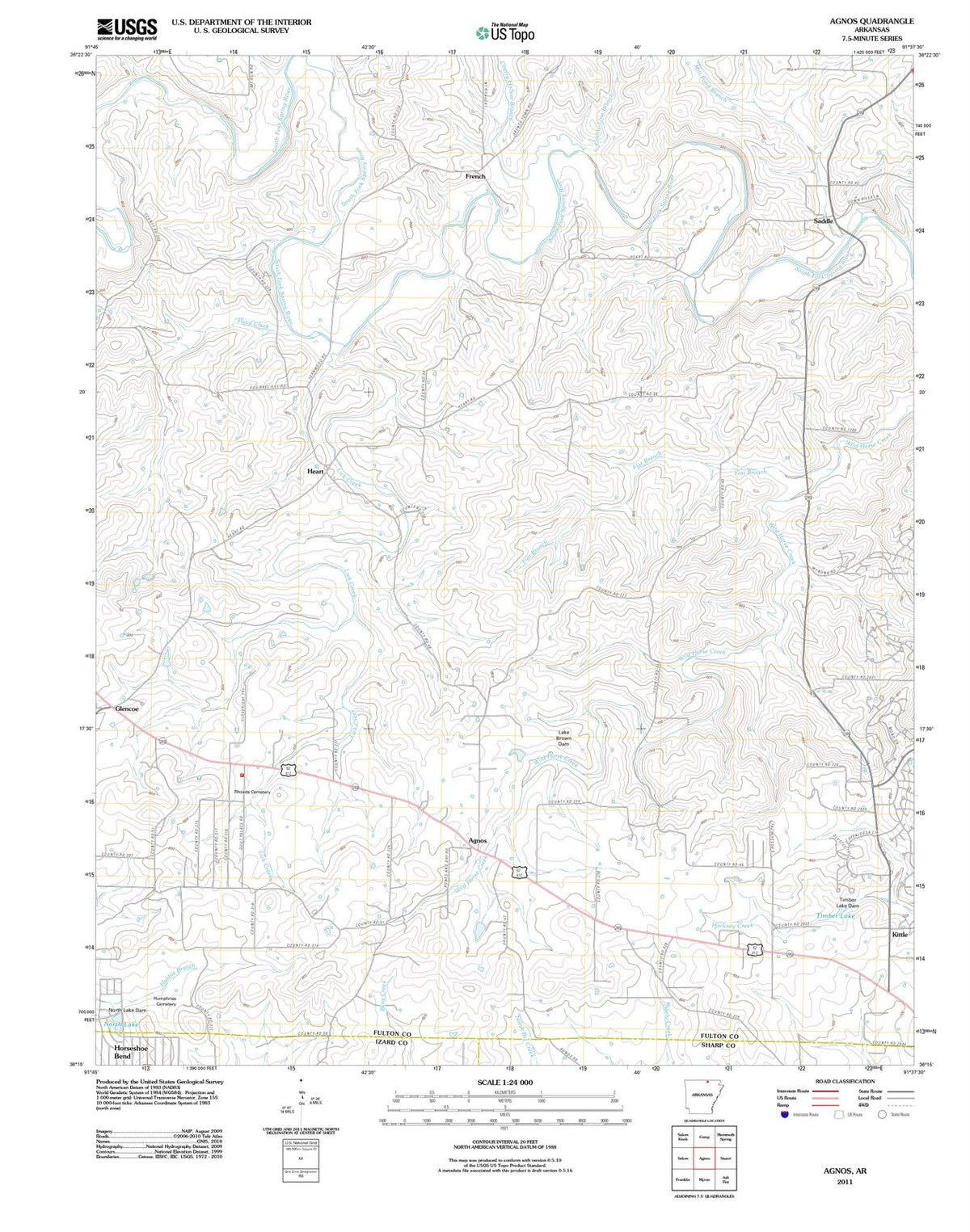 2011 Agnos, AR - Arkansas - USGS Topographic Map
