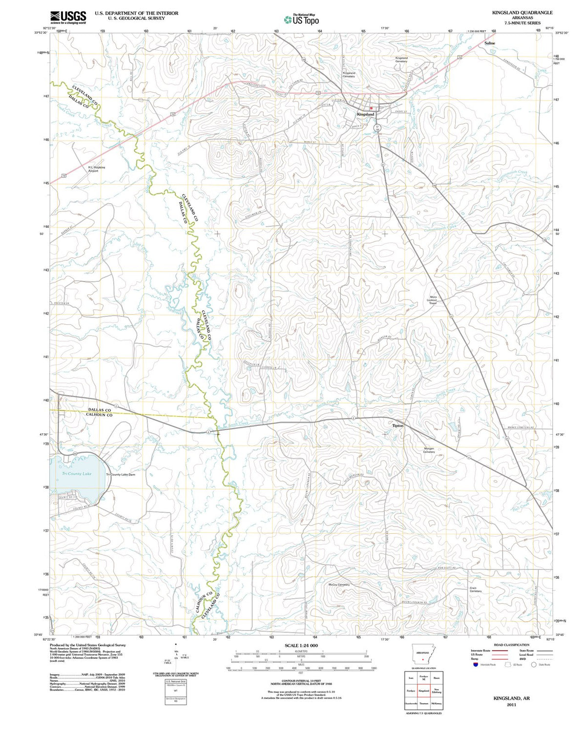 2011 Kingsland, AR - Arkansas - USGS Topographic Map