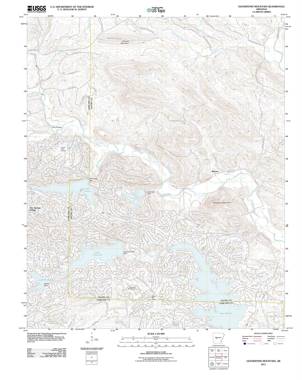 2011 Goosepond Mountain, AR - Arkansas - USGS Topographic Map