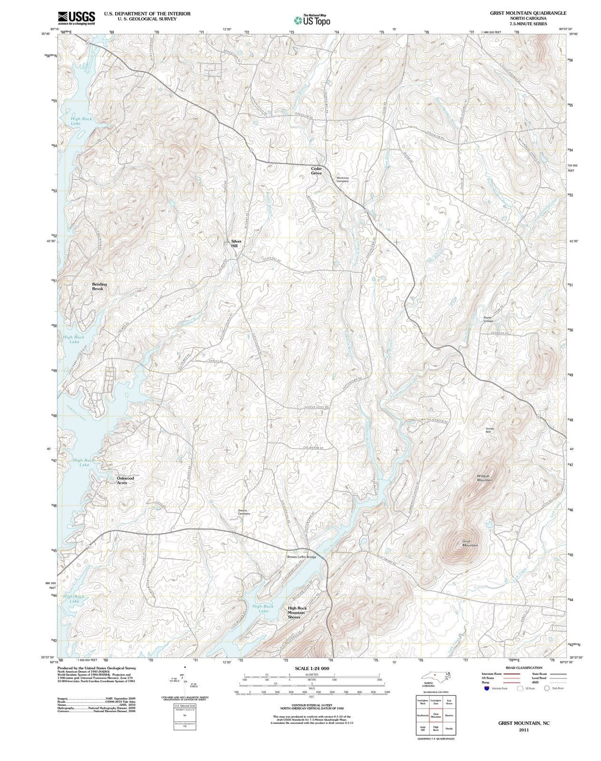 2011 Grist Mountain, NC - North Carolina - USGS Topographic Map