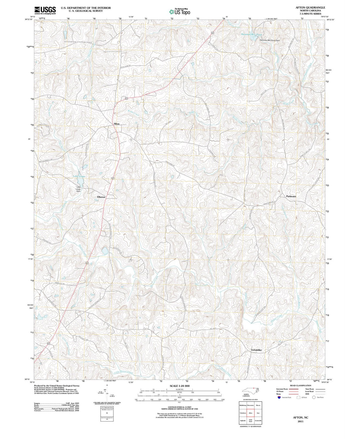 2011 Afton, NC - North Carolina - USGS Topographic Map
