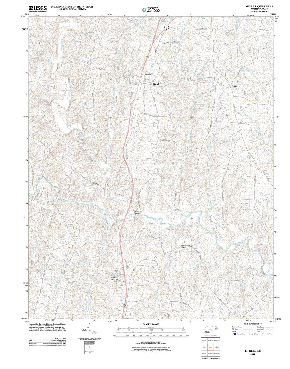 2011 Kittrell, NC - North Carolina - USGS Topographic Map