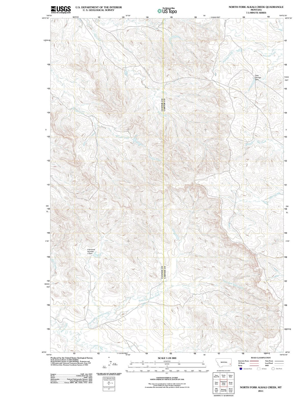 2011 North Fork Alkali Creek, MT - Montana - USGS Topographic Map