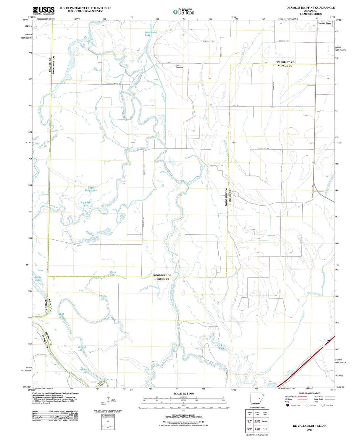 2011 De Valls Bluff, AR - Arkansas - USGS Topographic Map