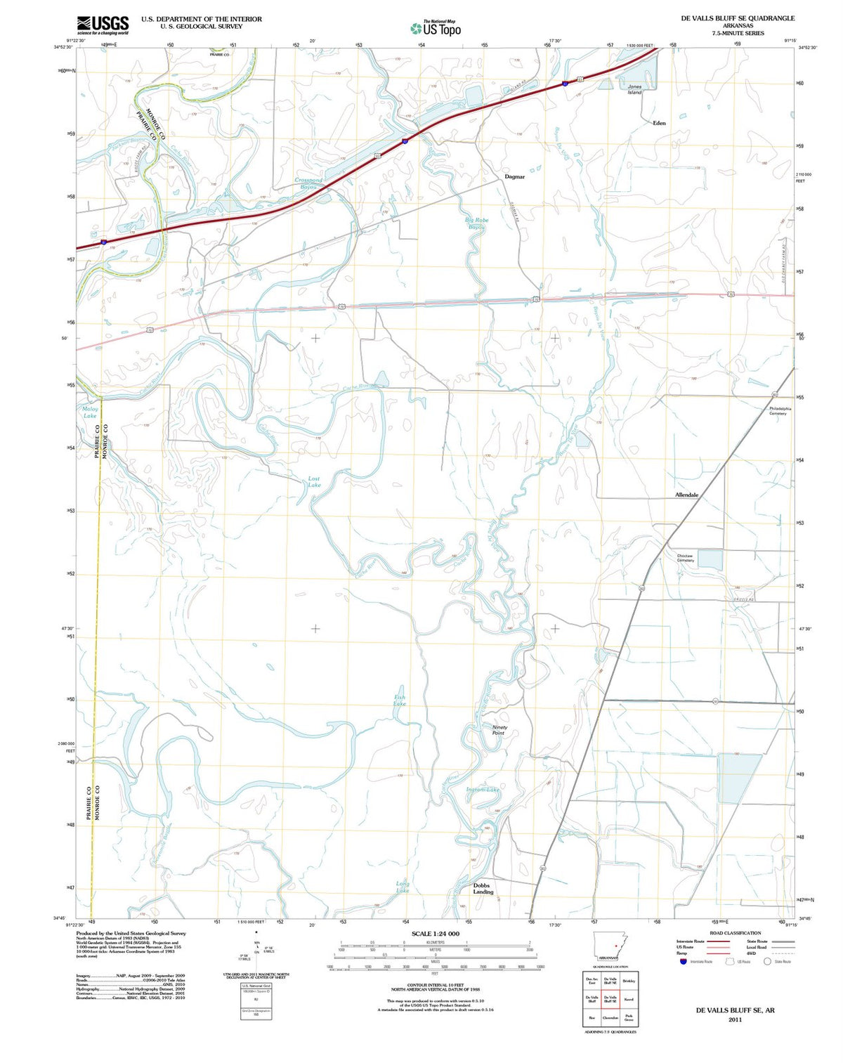 2011 De Valls Bluff, AR - Arkansas - USGS Topographic Map