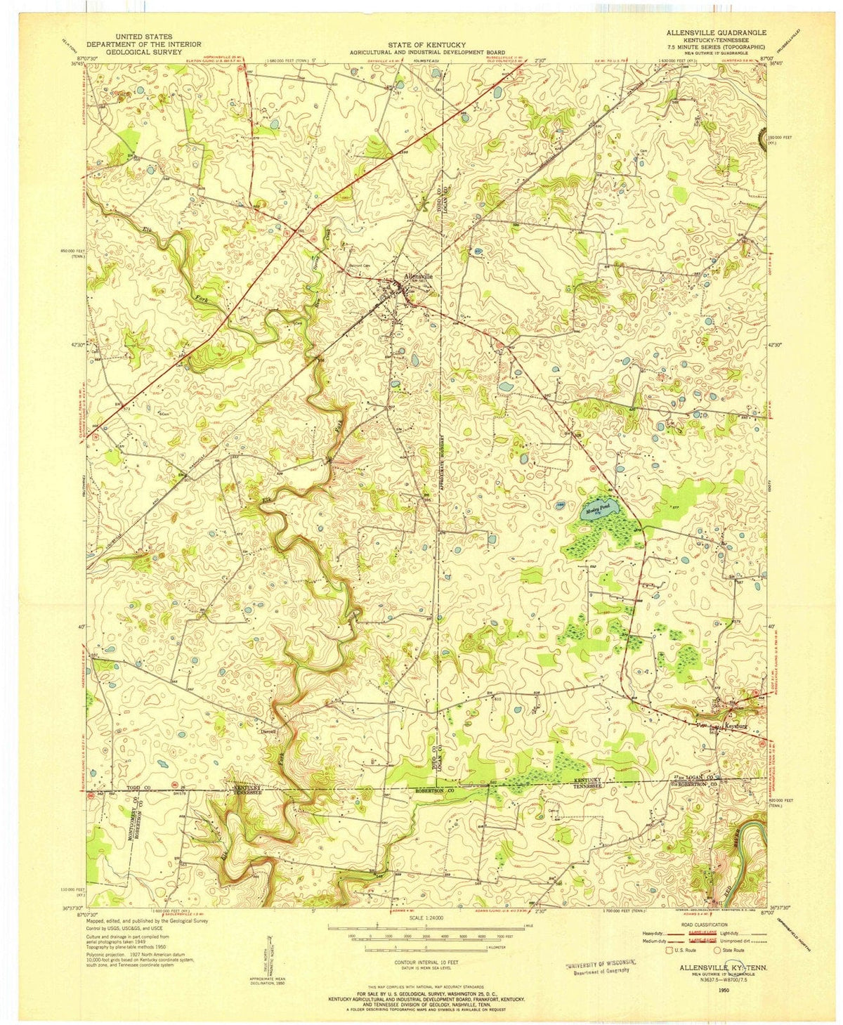 1950 Allensville, KY - Kentucky - USGS Topographic Map