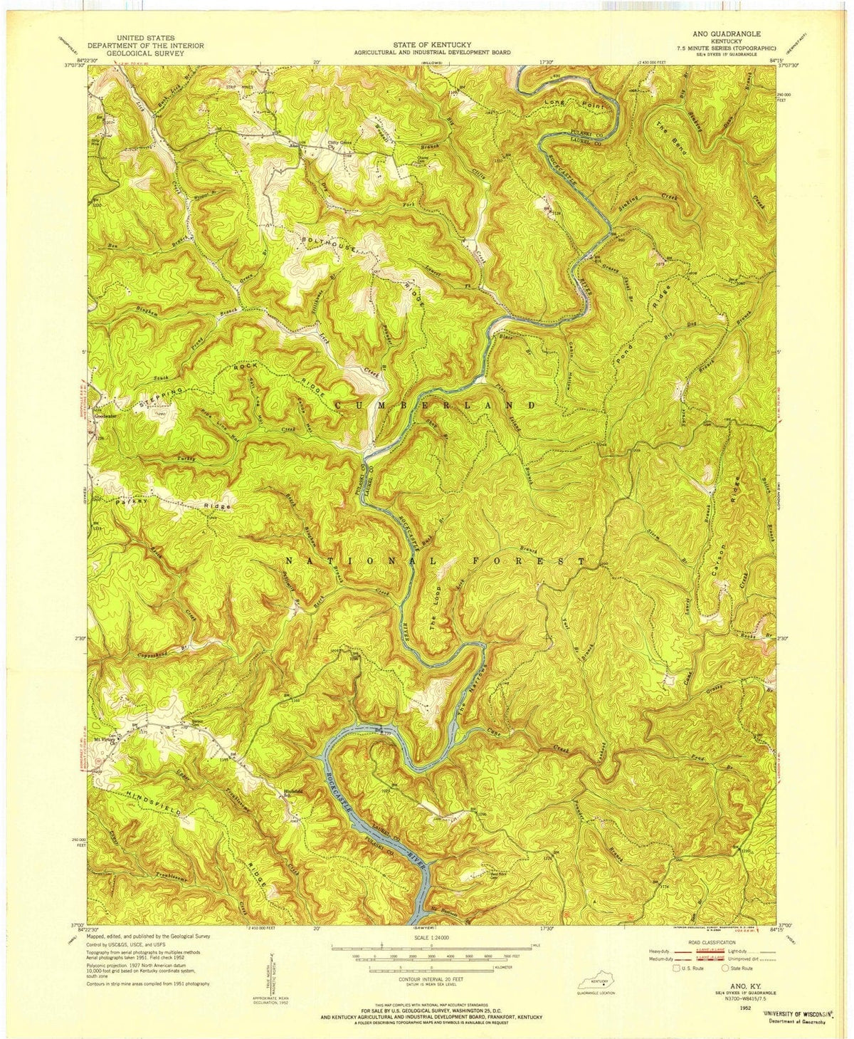 1952 Ano, KY - Kentucky - USGS Topographic Map