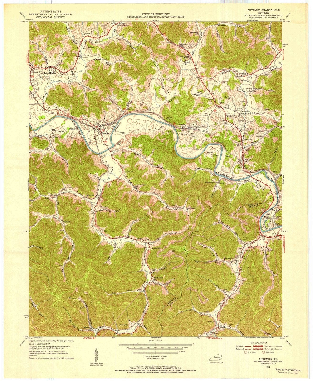 1952 Artemus, KY - Kentucky - USGS Topographic Map