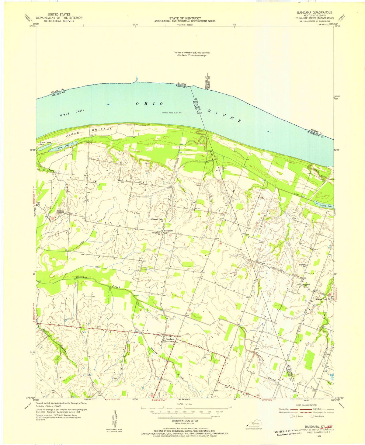 1954 Bandana, KY - Kentucky - USGS Topographic Map