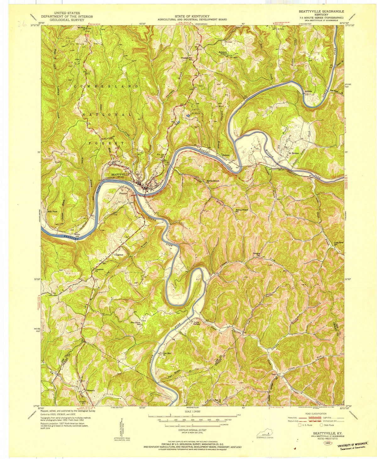 1952 Beattyville, KY - Kentucky - USGS Topographic Map