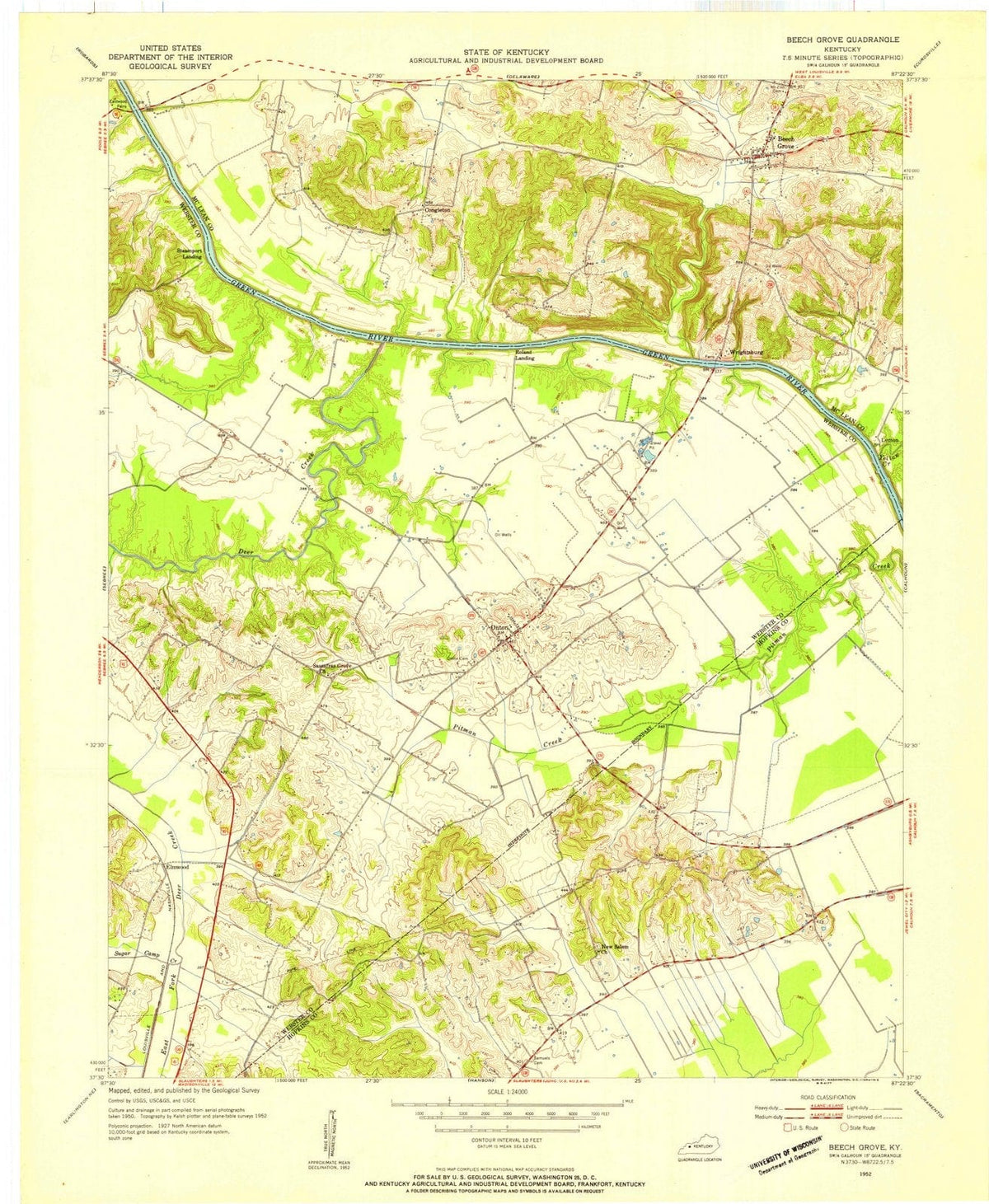 1952 Beech Grove, KY - Kentucky - USGS Topographic Map