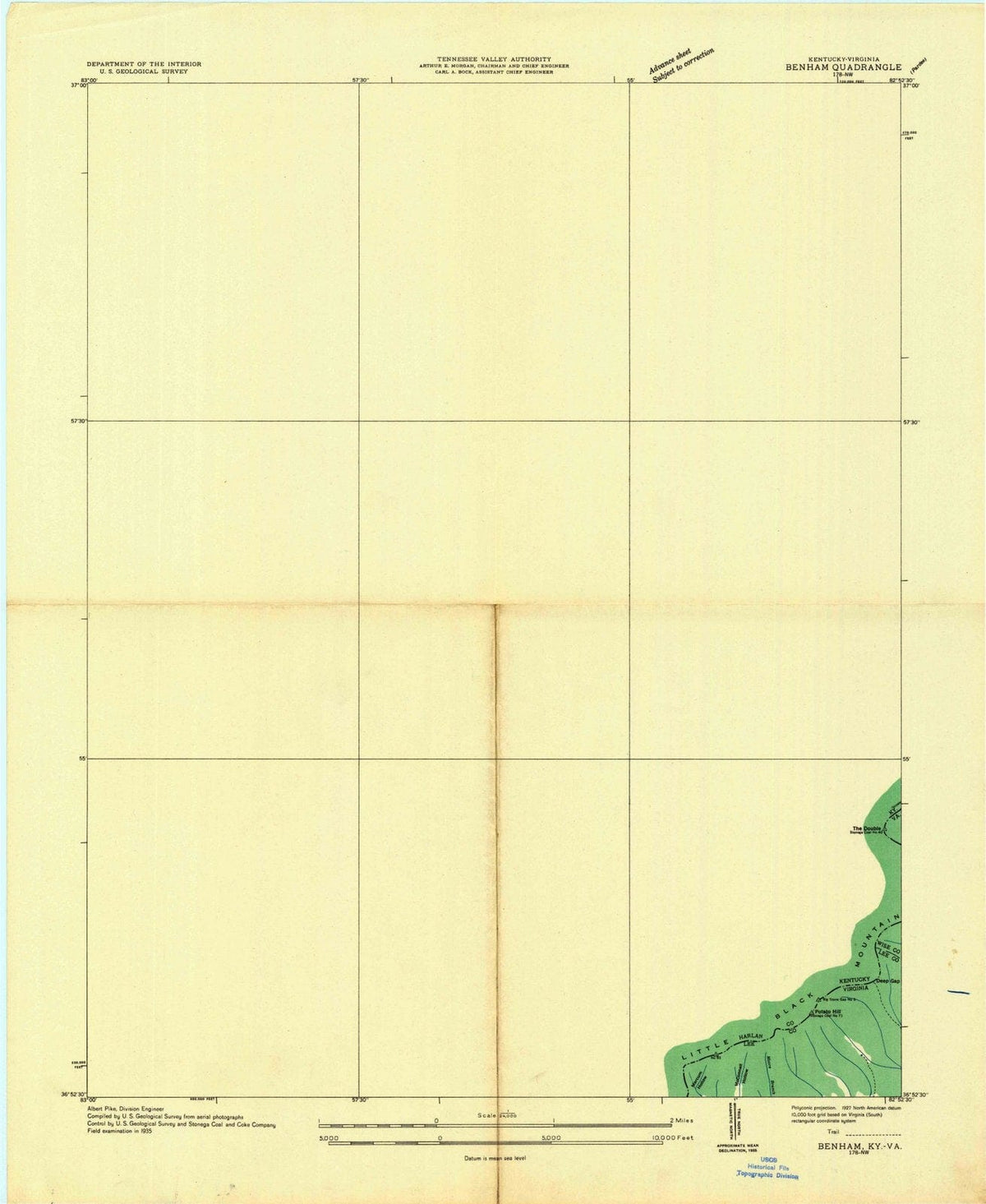 1935 Benham, KY - Kentucky - USGS Topographic Map
