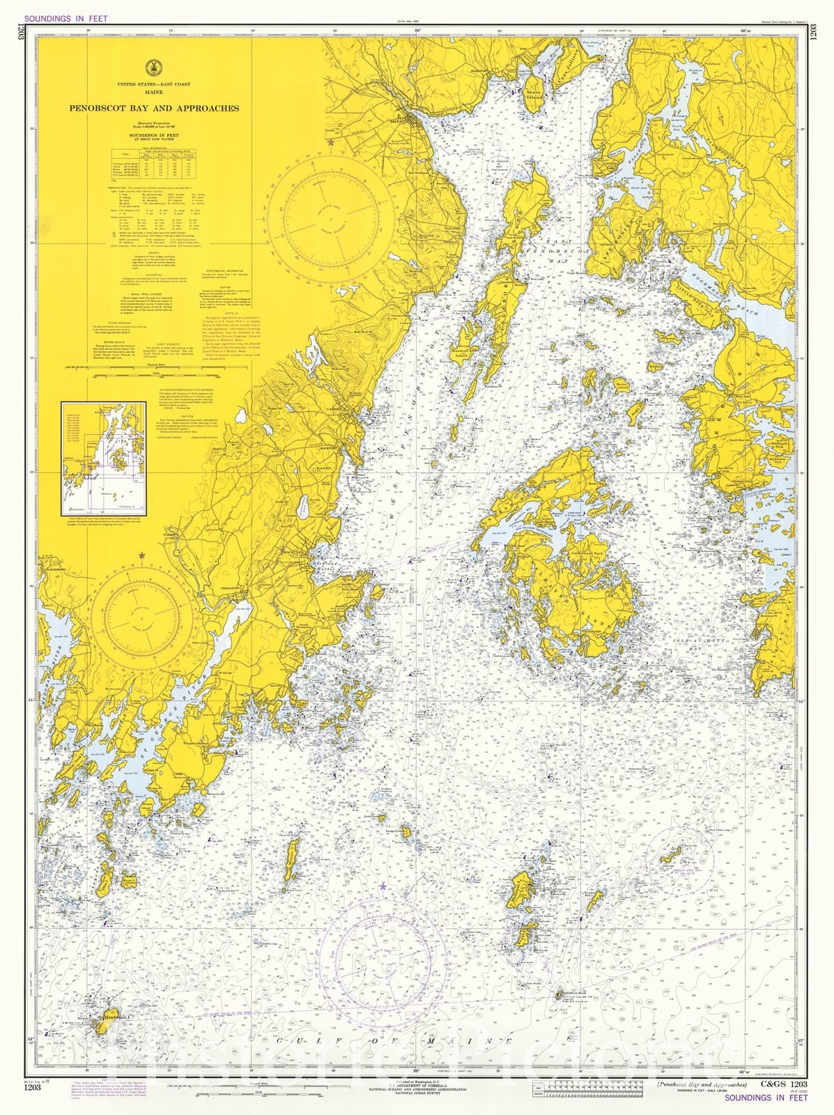 Historic Nautical Map - Penobscot Bay And Approaches, 1972 NOAA Chart - Maine (ME) - Vintage Wall Art