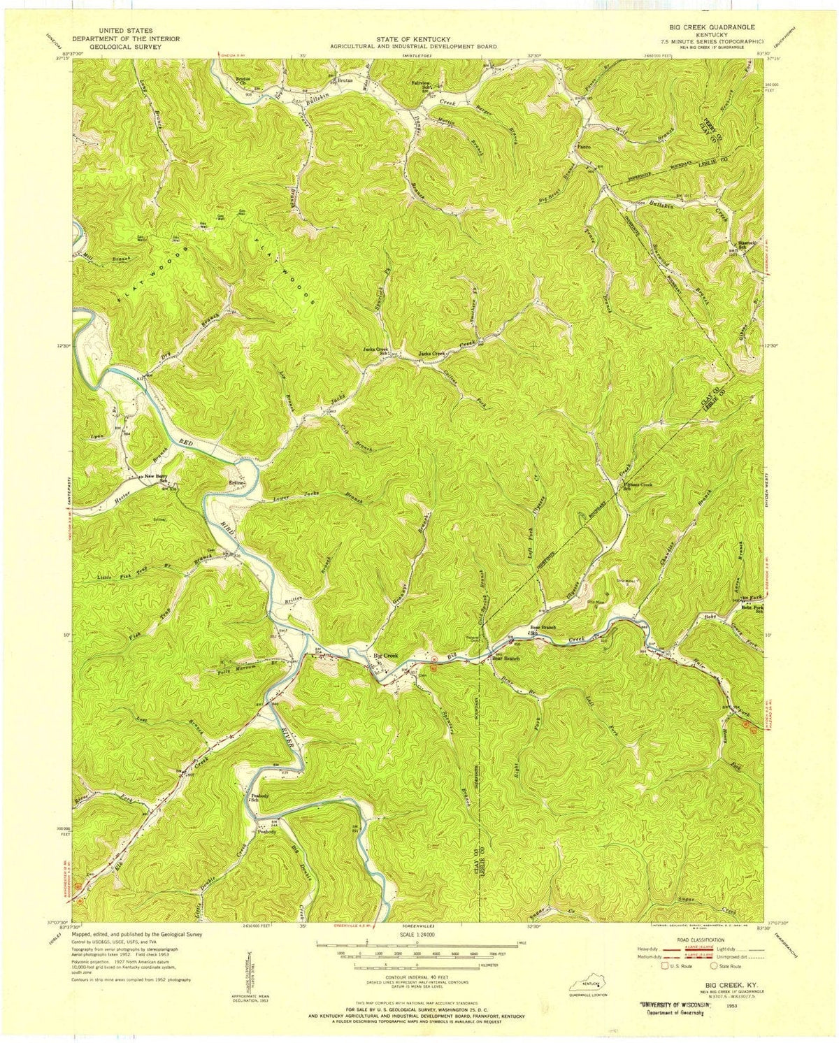 1953 Big Creek, KY - Kentucky - USGS Topographic Map