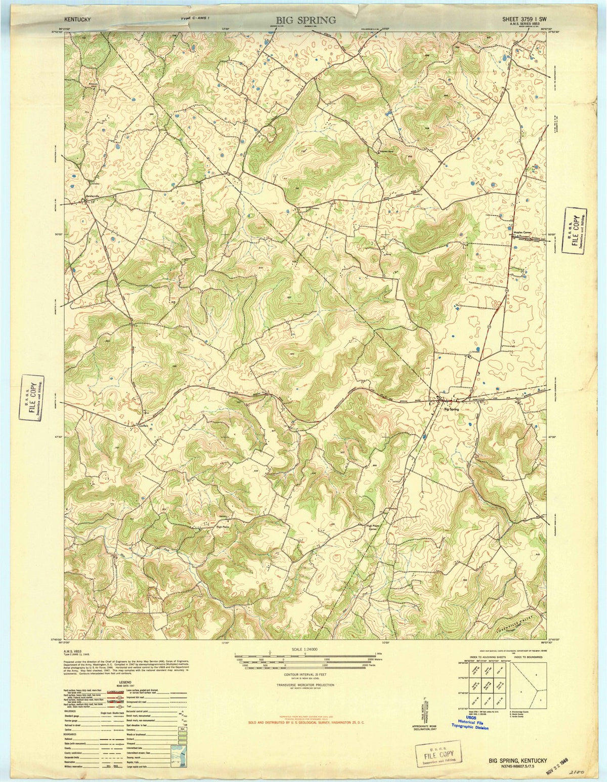 1948 Big Spring, KY - Kentucky - USGS Topographic Map