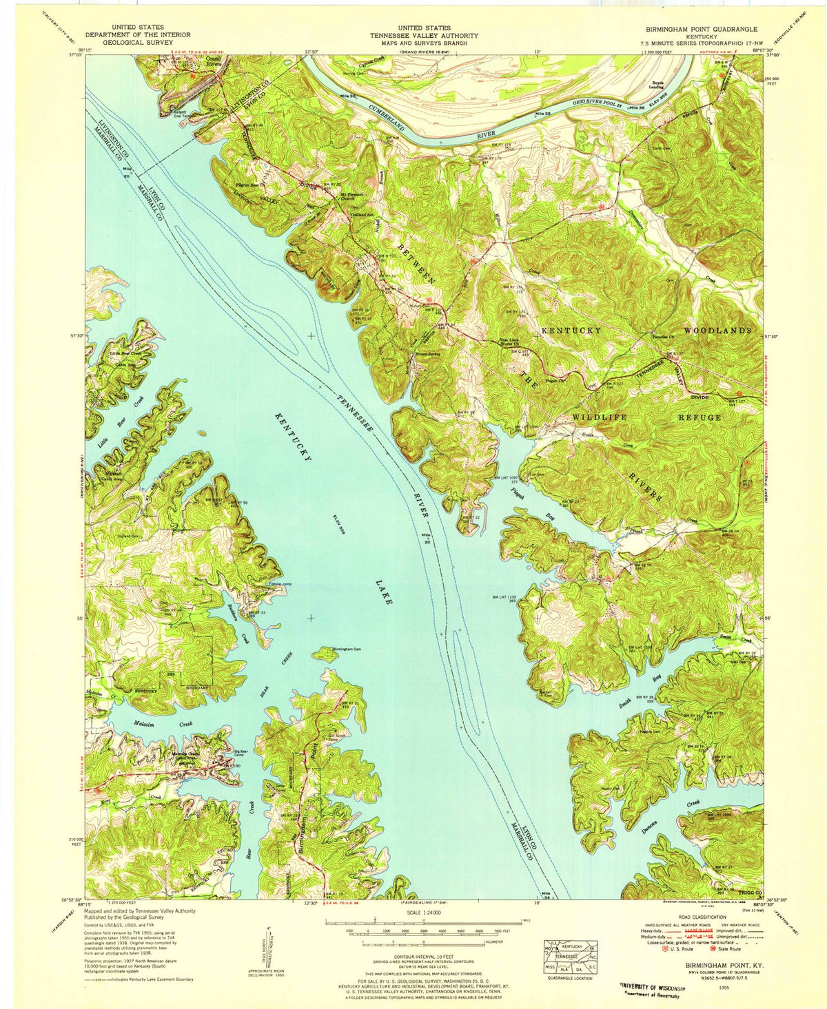 1955 Birmingham Point, KY - Kentucky - USGS Topographic Map