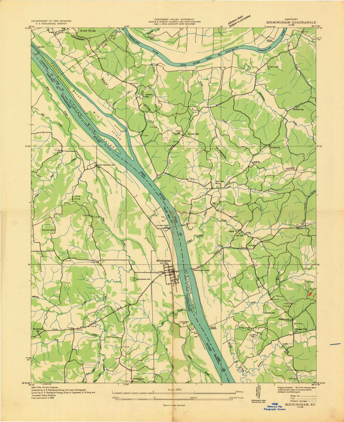 1936 Birmingham, KY - Kentucky - USGS Topographic Map