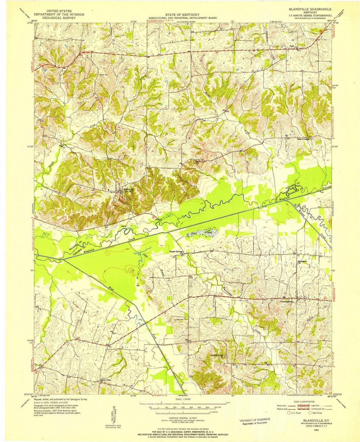 1951 Blandville, KY - Kentucky - USGS Topographic Map