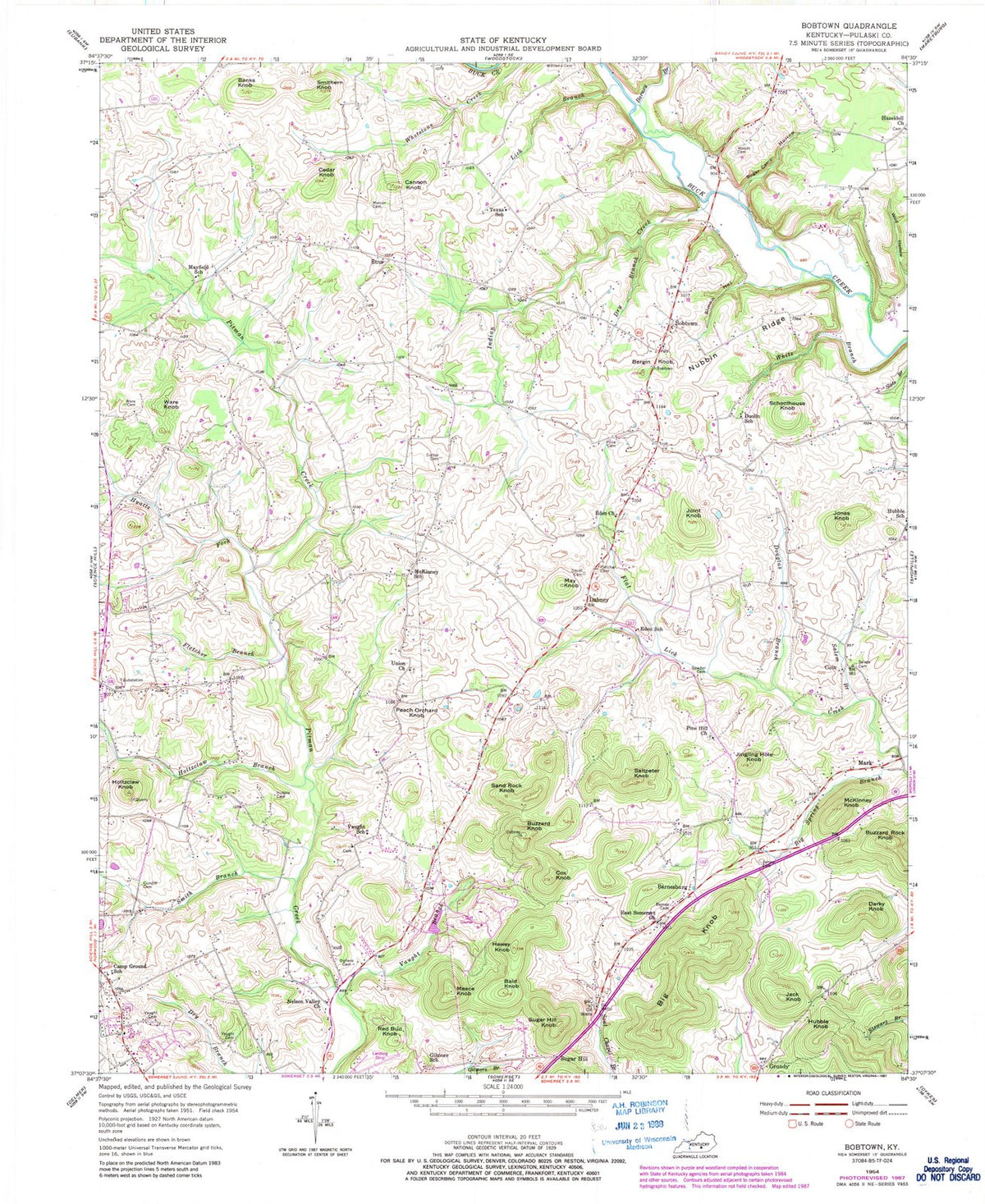 1954 Bobtown, KY - Kentucky - USGS Topographic Map