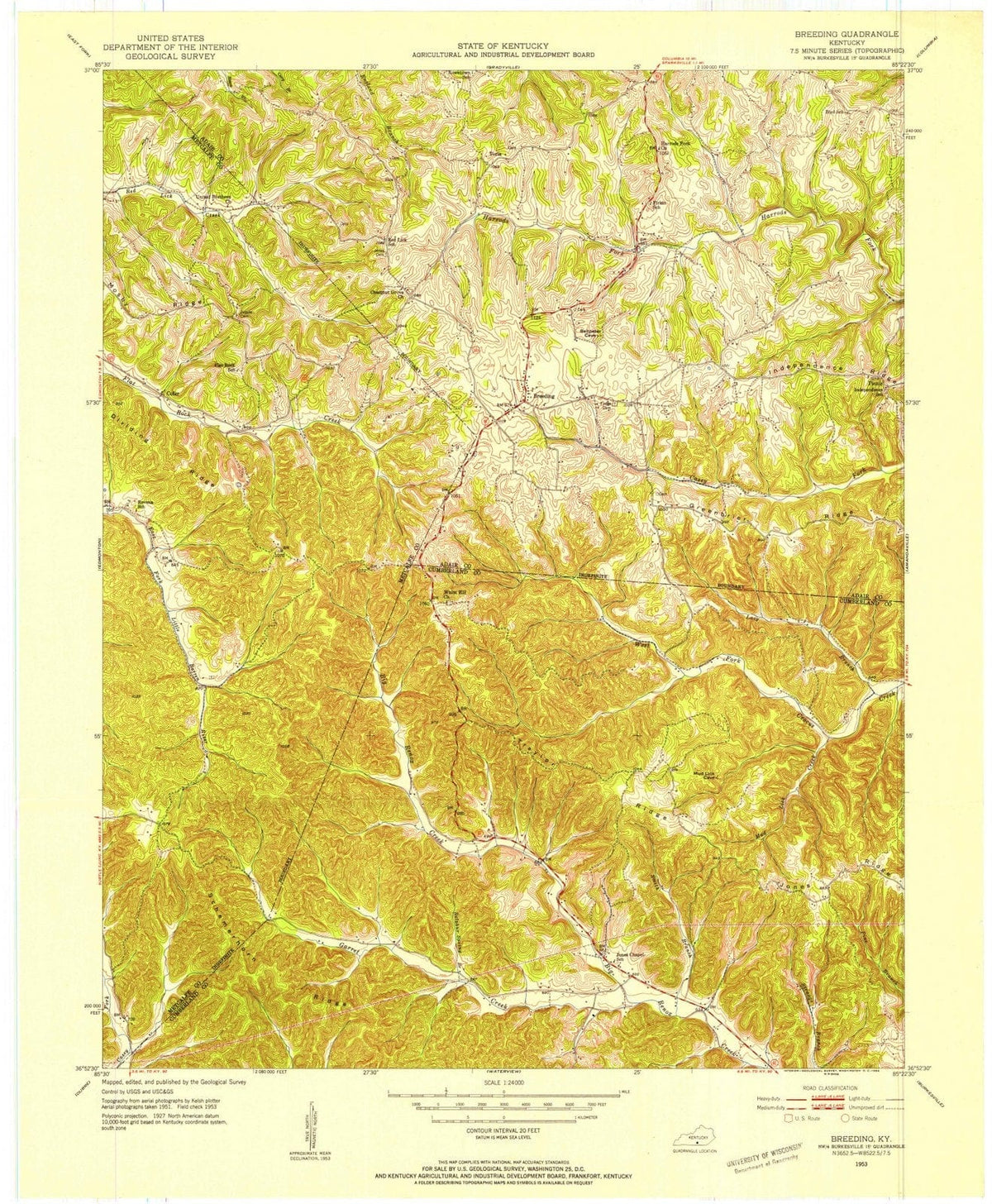 1953 Breeding, KY - Kentucky - USGS Topographic Map