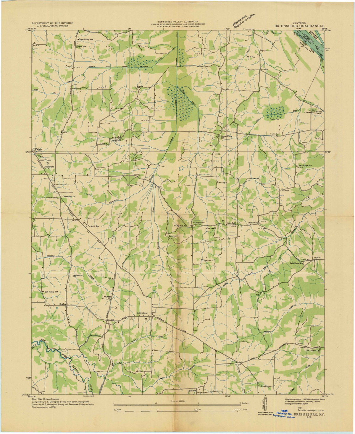 1936 Briensburg, KY - Kentucky - USGS Topographic Map