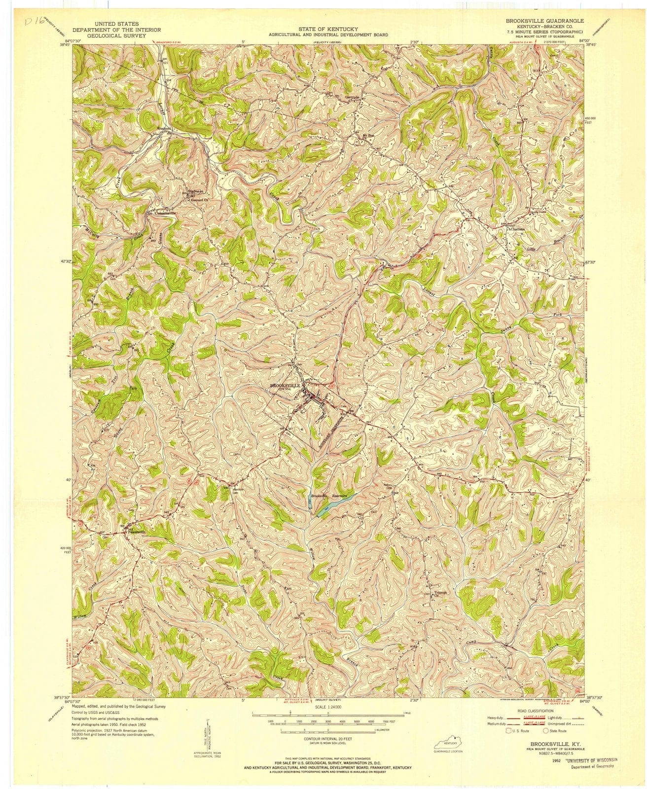 1952 Brooksville, KY - Kentucky - USGS Topographic Map