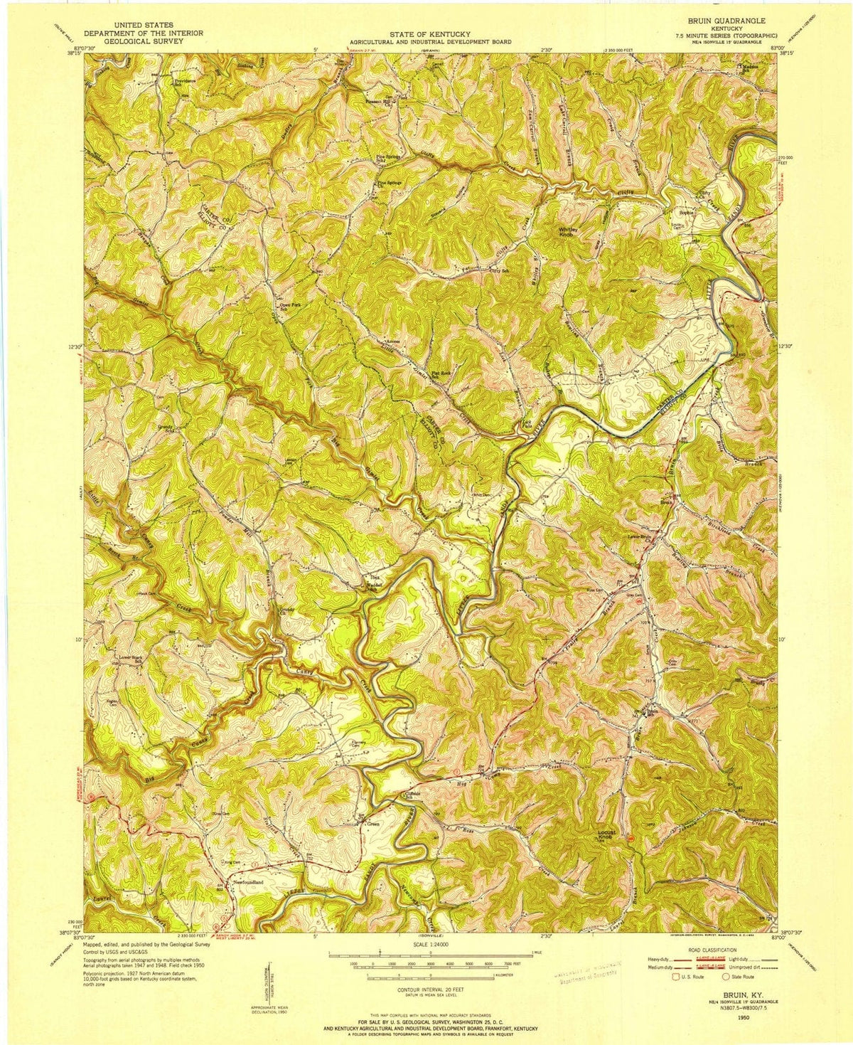 1950 Bruin, KY - Kentucky - USGS Topographic Map