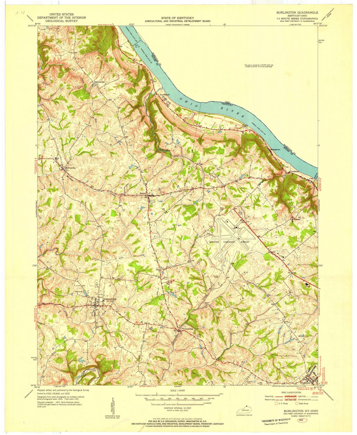 1951 Burlington, KY - Kentucky - USGS Topographic Map