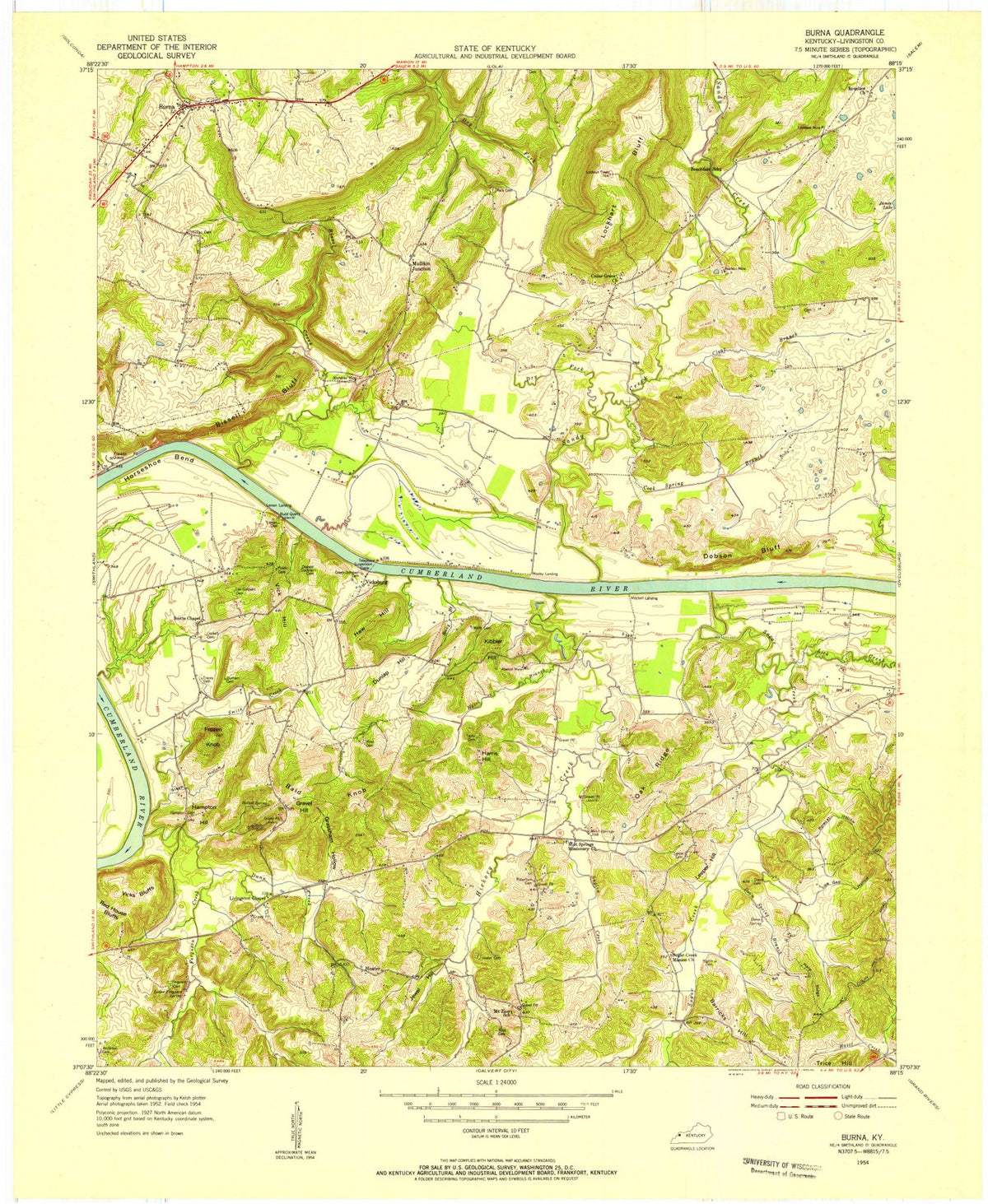 1954 Burna, KY - Kentucky - USGS Topographic Map