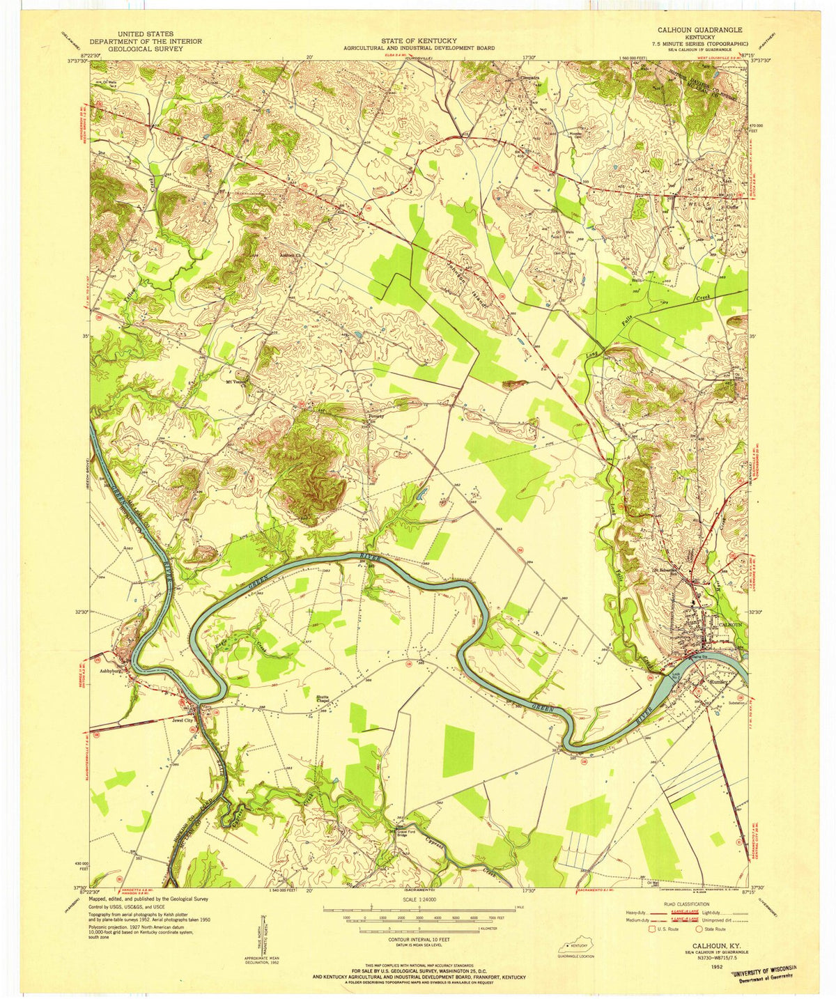 1952 Calhoun, KY - Kentucky - USGS Topographic Map