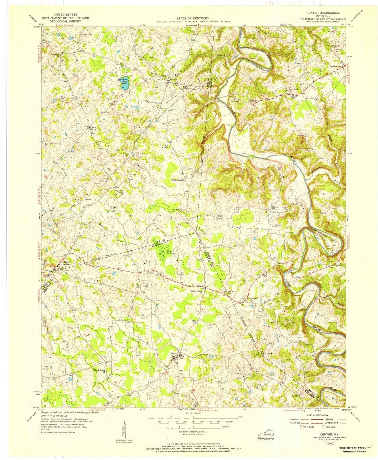 1953 Center, KY - Kentucky - USGS Topographic Map